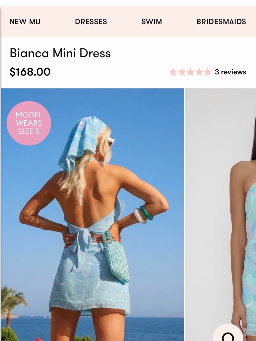 Show Me Your MuMu Bianca Mini Dress in Light Blue + Mint